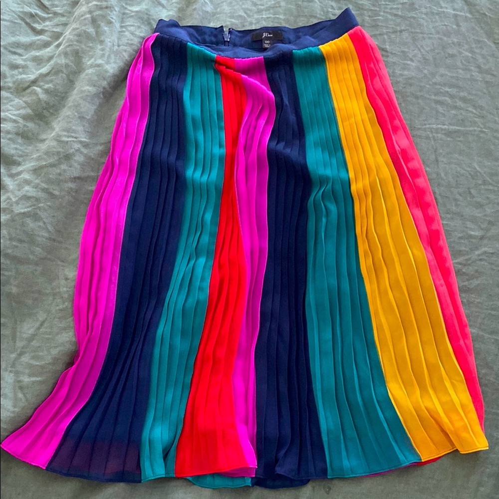 J.Crew // pleated rainbow midi skirt 🌈 size 00